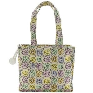 Chanel Camellia Print Tote Bag Mini Handbag Nylon Ivory Flower A5 print Women's